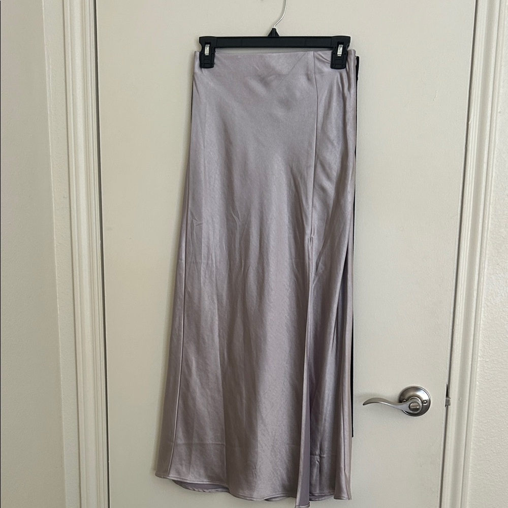 Skies Are Blue Light Gray Maxi Skirt